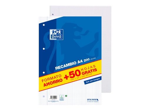 Recarga oxford din a4 200 + 50 folhas gratis quadricula 4 mm com margem , Oxford , 154780 , 8412771029296